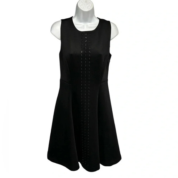Philosophy Women’s Small Black Grommet Fit & Flare Scuba‎ Dress Cocktail Stretch - Picture 4 of 16